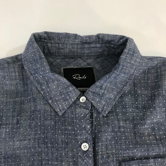 RAILS Chambray Button Front Top w White Polkadots - Picture 4 of 8